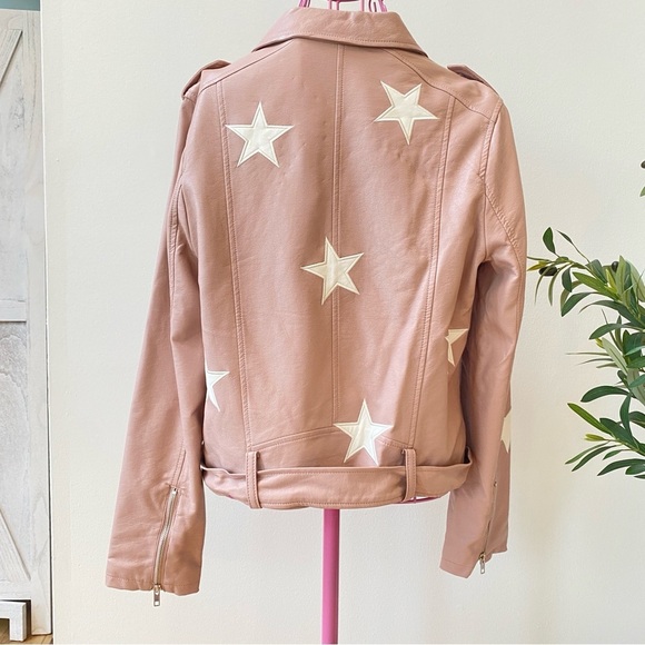 Zenana Star Moto Jacket Faux Leather, Pink Size Medium Bikercore Celestial - Picture 7 of 10